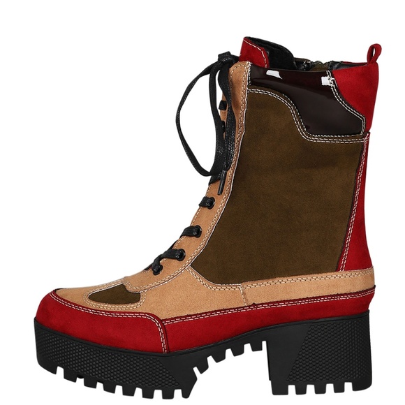 New Multi-Color Combat Ankle Booties Lug Sole Boot - Picture 3 of 5